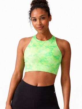 LULULEMON energy Bra Long Line Green Tie Dye Size 6 Strappy Back Medium Support